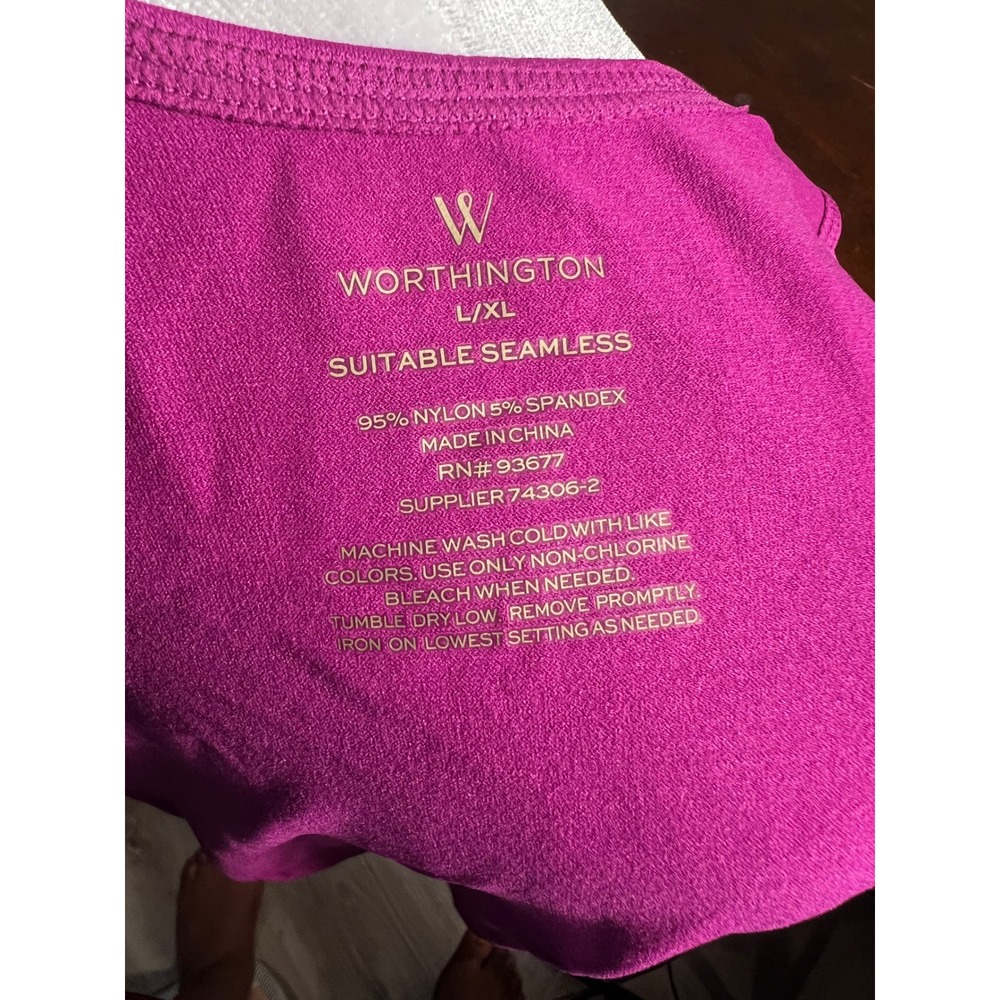 Worthington Suitable Seamless Tank Top Magenta Purple Scoop Neck L/XL NEW - Picture 3 of 5